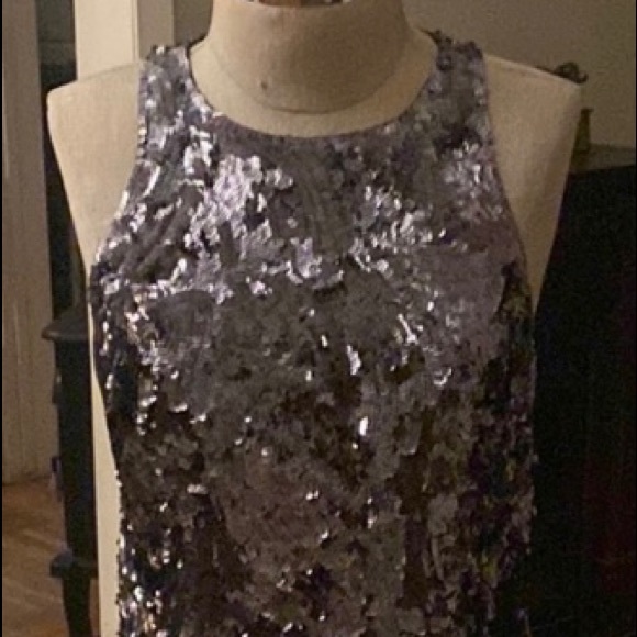 NWOT Mikael Aghal from Bergdorf Goodman  100% silk gorgeous sequin dress. - Picture 4 of 14